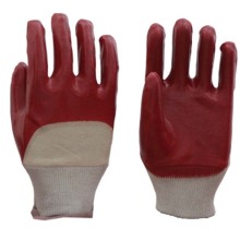China Factory Labor Professional Half Cotted PVC Red/Blue Gloves