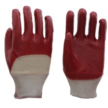 China Factory Labour Professional Half Cotted PVC Red / Blue Gloves