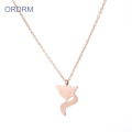 Stainless Steel Rose Gold Fox Charm Pendant Necklace