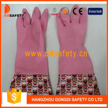 Guantes de hogar de látex de látex para el hogar rosados ​​DHL718