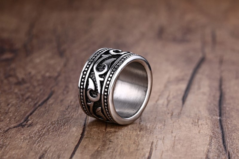 Antique Silver Plated Stainless Steel Ring For Men