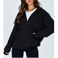 Women's Jacket Waffle Zip Up Hoodie