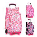 Girls Durable Outdoor School Bag Detachable Trolley Backpack