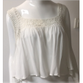 Solid Viscose Blouse with Lace Neck