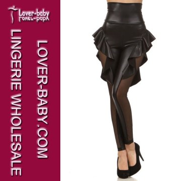 Black Leather Adult Tights Leggings (L9660)