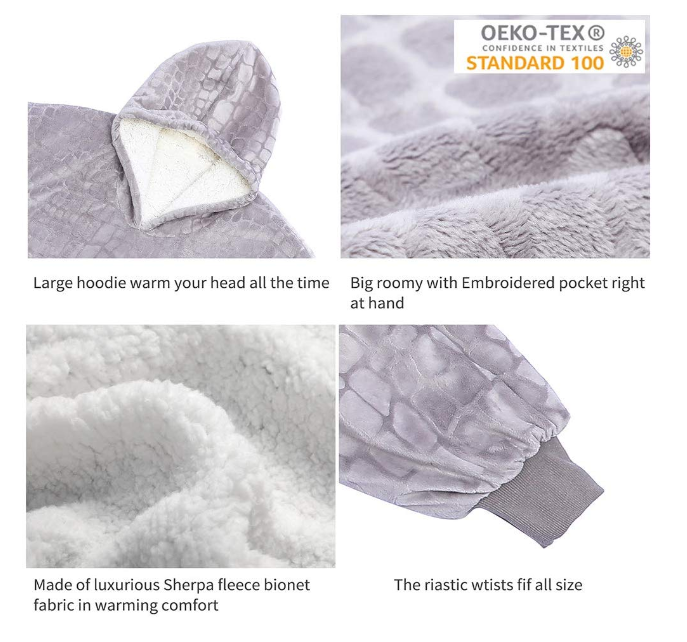 Oversized Sherpa Hoodie Sweatshirt Blanket 3