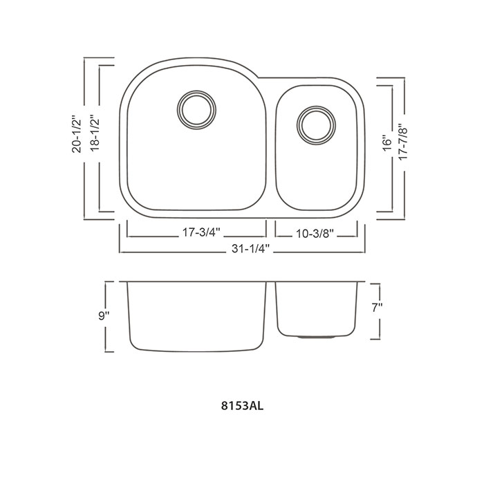 Built-in kitchen double sink