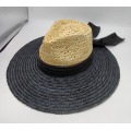 Wheat straw hat with silk band