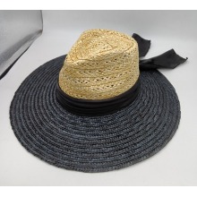 Chapeau de paille de blé avec bande en soie