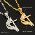 New Unique Fire Cross Pendants 2 Colors 18K Gold/Platinum Plated Choker Cross Necklaces & Pendants