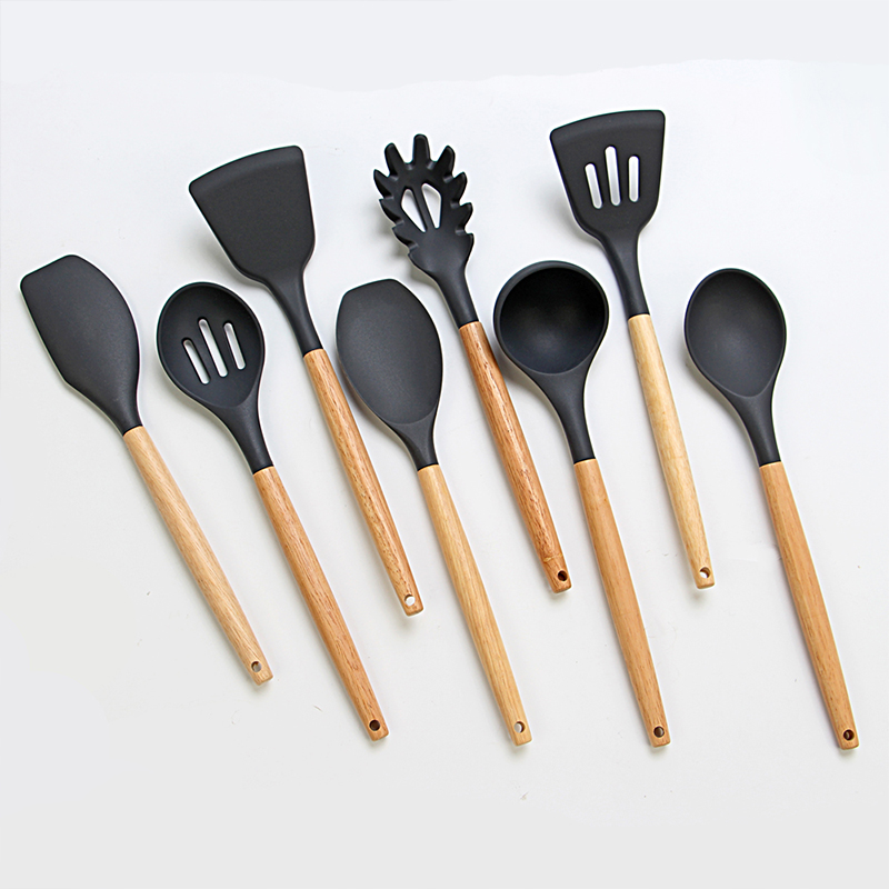  8 Piece Silicone Kitchen Utensils Heat Resistant Cooking Utensil Set