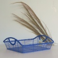 blue rectangular iron wire storage basket