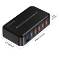 Cargador rápido de escritorio de 6 puertos con USB-C PD y QC3.0