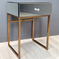 Gold Hardware Nightstand With Gold 1 Drawer Mirrored