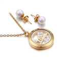 Freshwater pearl jewelry set 18k gold necklace earring