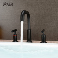 3 Hole Black Bathroom Sink Brass Faucet