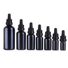 1oz Shiny Black glass essential oil dropper bottles