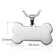 Osso de cão masculino estilo prata banhado pingente de aço inox dog tag