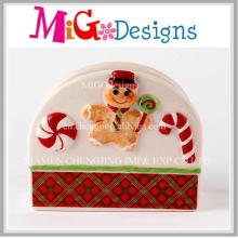 Enjoyable Christmas Ginger Bread Ceramic Napkin Holder Decoration