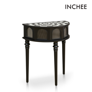 Black And White Checkered Pattern Console Tables