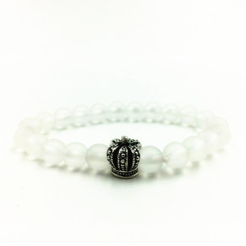 Simple Fashion White Crystal Alloy Crown Bead Bracelet