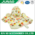 Soft printing fleece matching hat glove scarf combo set