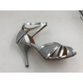 Girls Silver Latin Shoes With High Heel