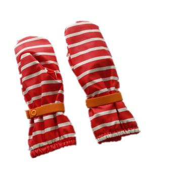 Stripe Red PU Wasserdichter Regen Handschuh / Regen Handschuh / Regenmantel mit Knopf für Baby / Kind