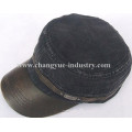 Bord cuir lavé chapeau plat militaire de jeans blanc design