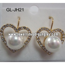 heart shape shell pearl earrings