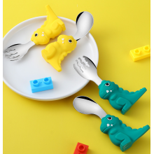 Silicone Baby Fork et cuillère en forme de dinosaure