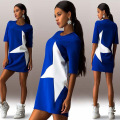 OEM Sexy 100%Polyester Half Sleeve Print Shiny Star Short Dress