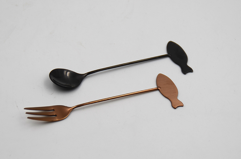 Customized Black PVD Coating coffee Spoon Fork set