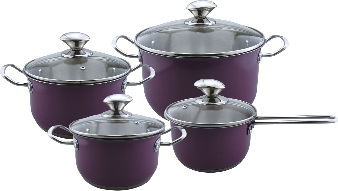 8pcs purple painting cookware set	