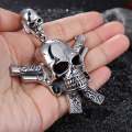 Large Gun And Skull Pendant Necklace For Guys