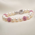 7-8mm Natural Freshwater Cultured Pearls with Crystals Bracelet Jewelry (E150030)