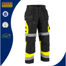 Cordura dos homens reforçada joelheiras pretas calças de trabalho duráveis