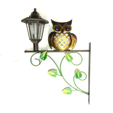 Practical Solar Lighted Metal Owl Garden Wall Decoration