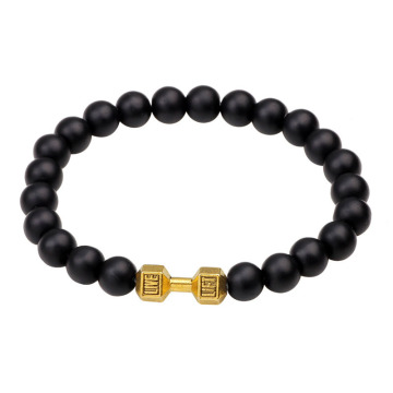 Pulsera mancuerna negro ágata piedra forma vida