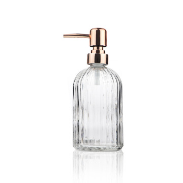 Botella de dispensador de jabón de mano líquido de vidrio transparente de 18 oz