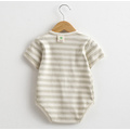 Summer Organic Cotton Baby Short Sleeve Striped Romper