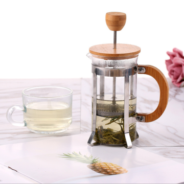 French Press With Bamboo Cover Glass Coffee Pot