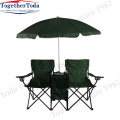 Cadeira de camping duplo ao ar livre de solar com guarda -chuva de sol ao ar livre