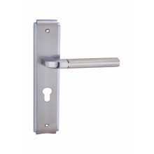 Embossed aluminum door handle with plate