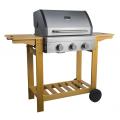 3 Burner Gas Grill with Wooden Trolley