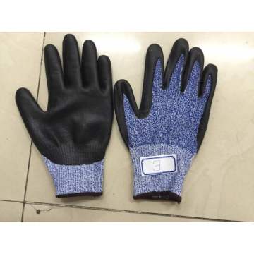 Guantes de polietileno de alta densidad recubiertos con espuma de palma de nitrilo azul Danima con acabado de espuma falsa