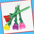 New Funny Plastic Rose Flower Pen Toy with Candy