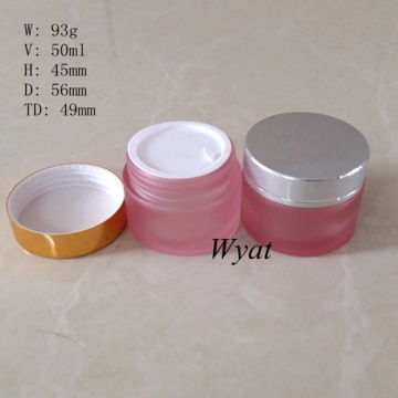 Wholesale 50ml Frosted Pink Glass Cosmetic Jars Glass Cream Jars 2oz