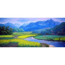 Pintura al óleo pintada a mano del paisaje de Taiwán