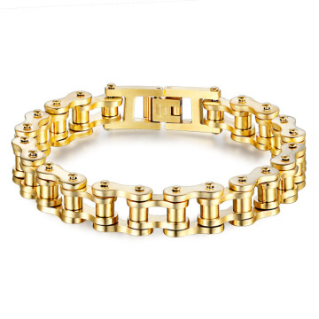 Pulsera de acero para hombre de acero inoxidable chapada en oro.